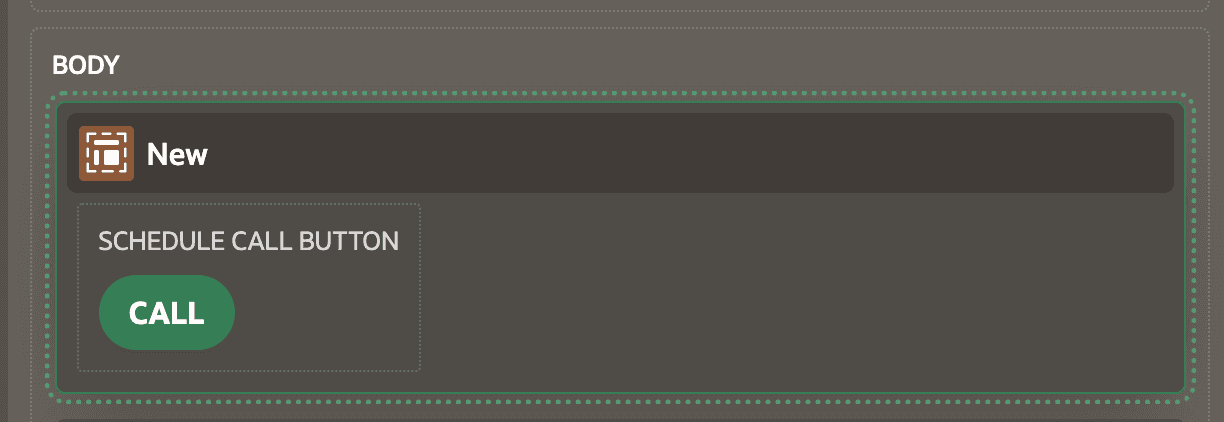 In the preview section in page designer inside a template component region is a box called 'Schedule Call Buttoon'. In there is a button named 'Call'.