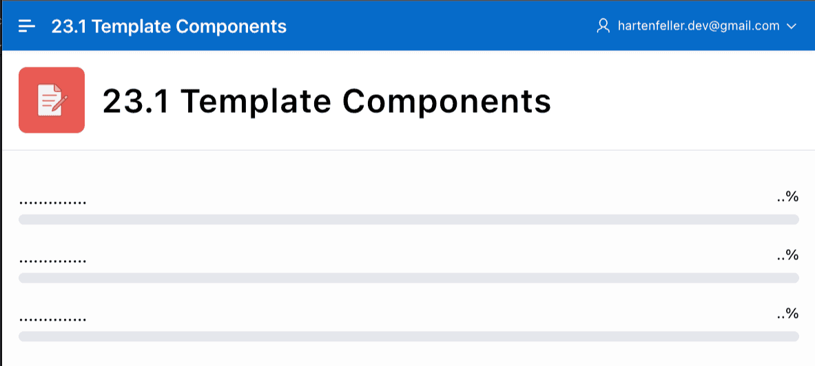 A region with nine progress bars. The first one is labeled 'JavaScript' and is filled to 90%. The second one is labeled 'SQL' and is filled to 50%. Each bar has a different color.