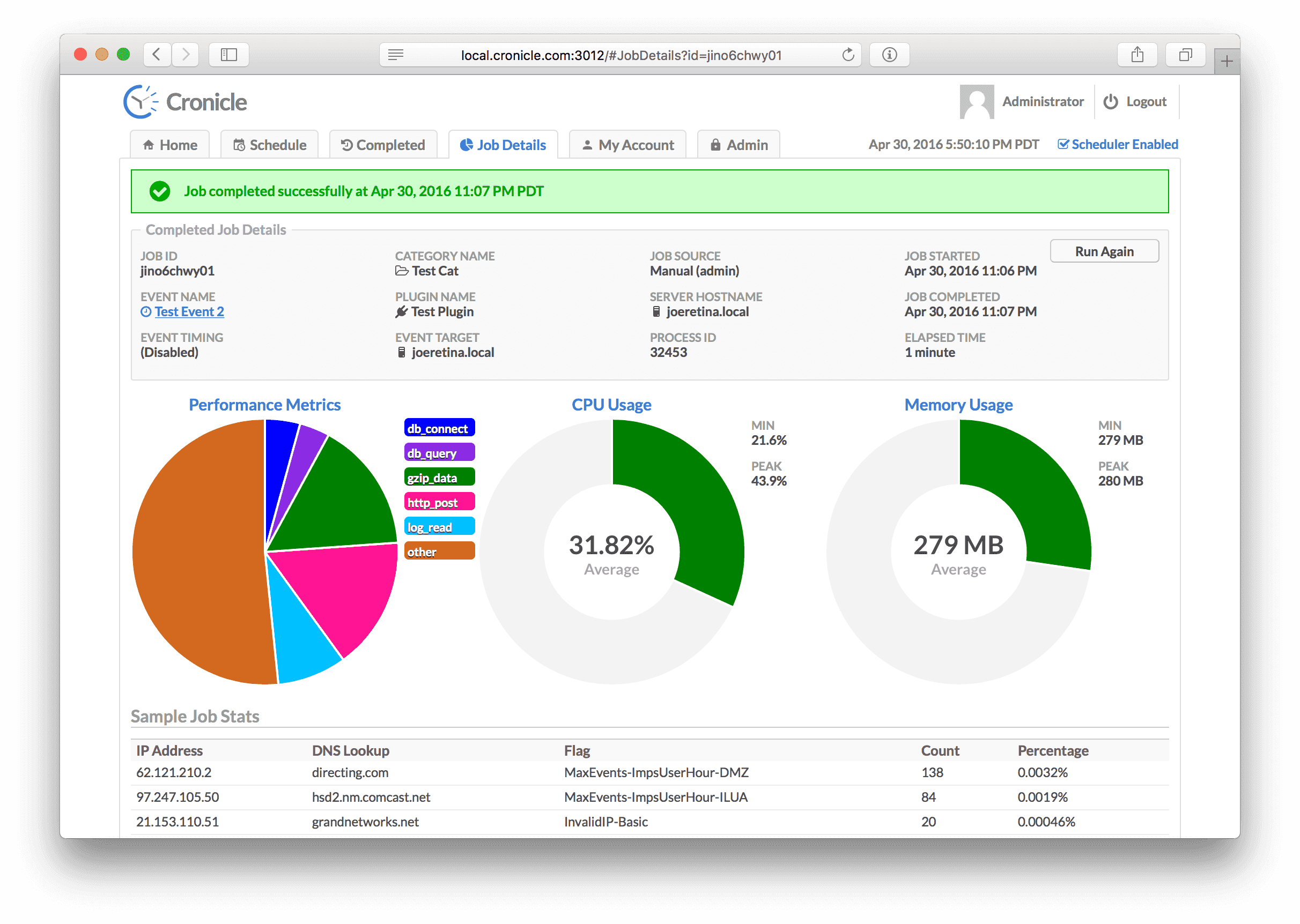 Screenshot of the Cronicle UI