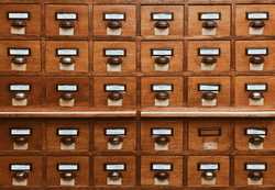Photo of lots of small wooden file cabinets