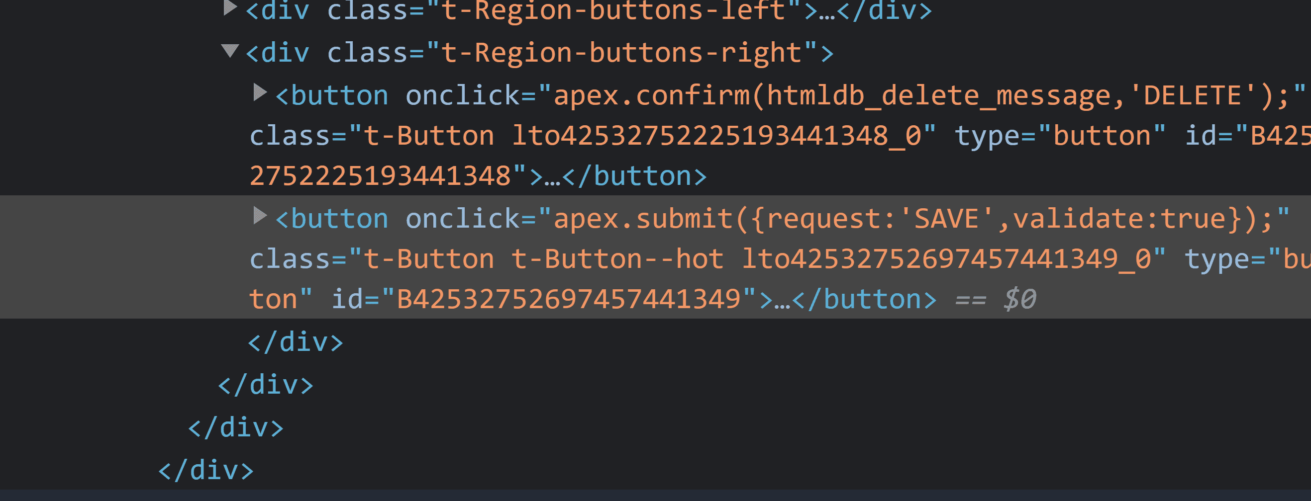 button in the dev tools which calls apex.submit