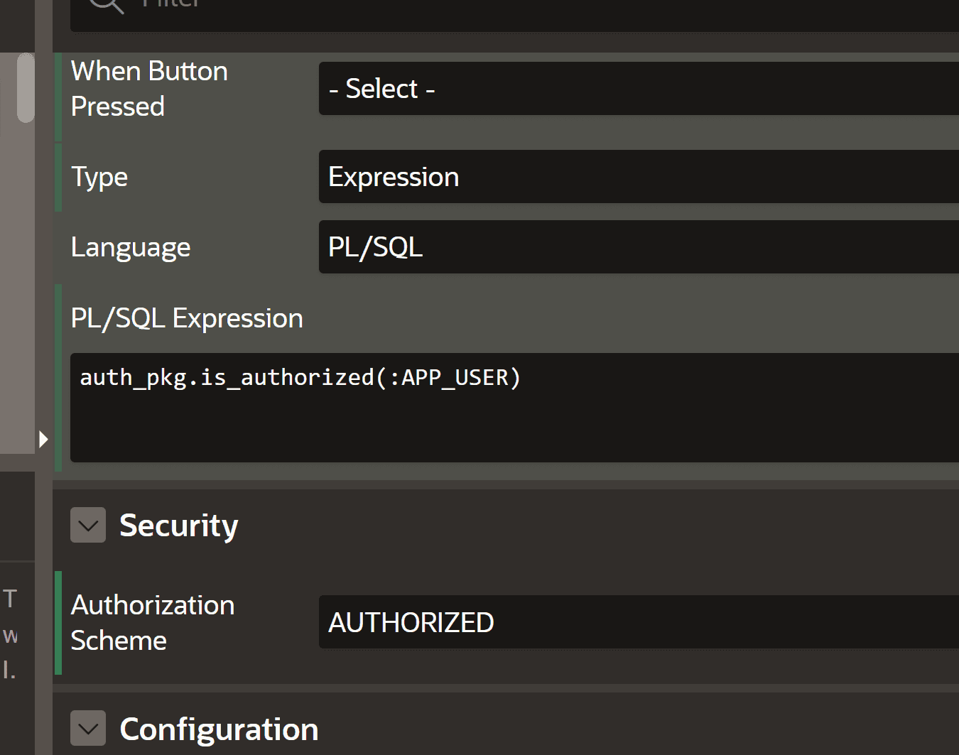 server-side-condition and authorization schemes on buttons