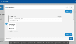A chat window showing a conversation with an AI assistant. It answers user questions and provides information.