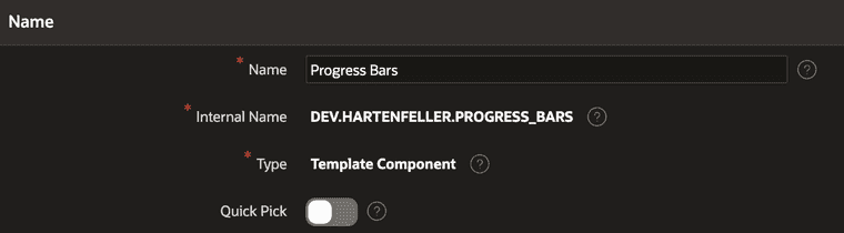 The UI of a template component plug-in. Attributes: Name=Progress Bars, Internal Name=DEV.HARTENFELLER.PROGRESS_BARS, Type=Template Component
